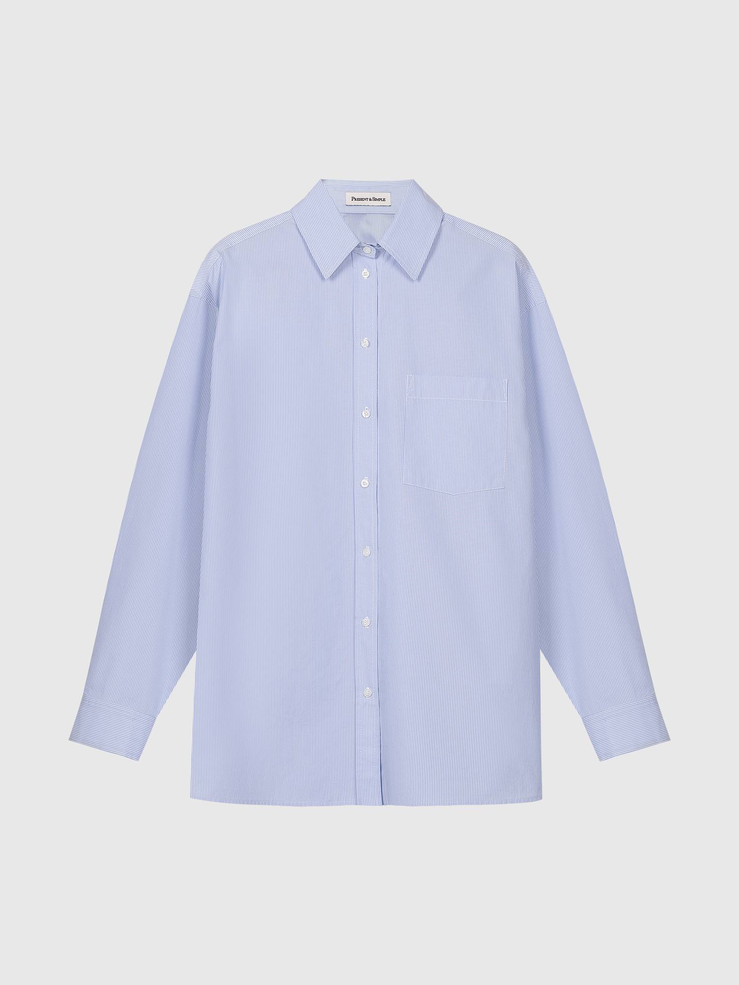 

Рубашка Straight от Present & Simple, Голубая полоска
