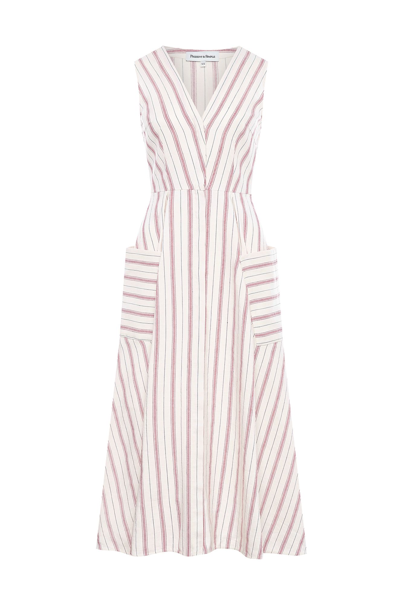

Платье Rosy из шелка и льна, Бело-розовая полоска